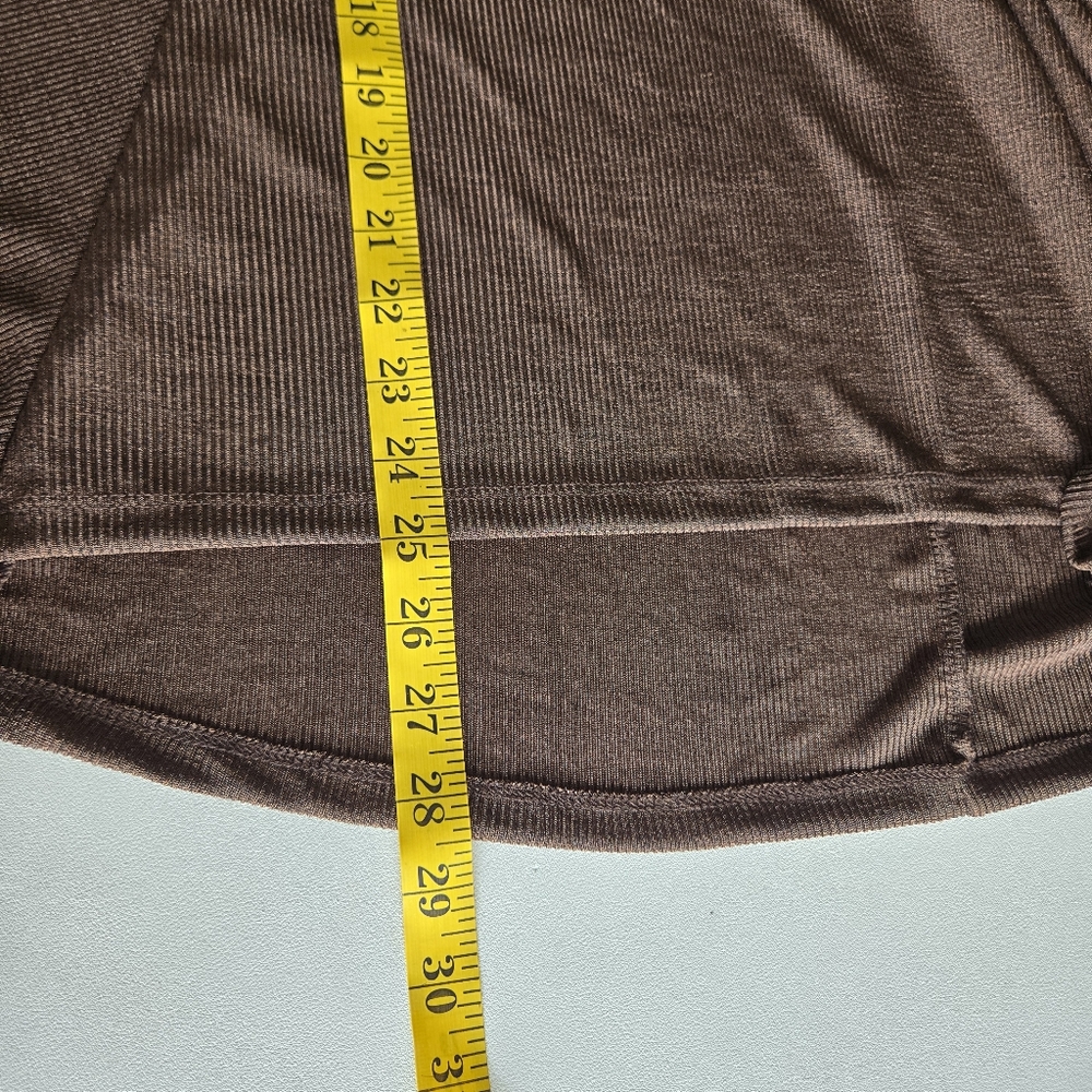 ZARA Brown Ribbed Knit Dolman Sleeve Top Size S Slouchy Minimal Cozy Chic Fall - Picture 11 of 12